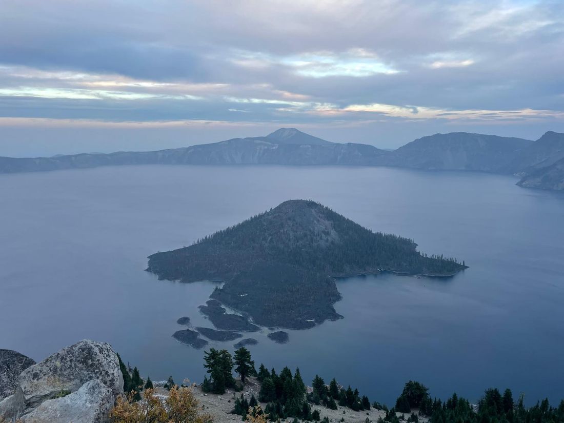 Island in a caldera lake