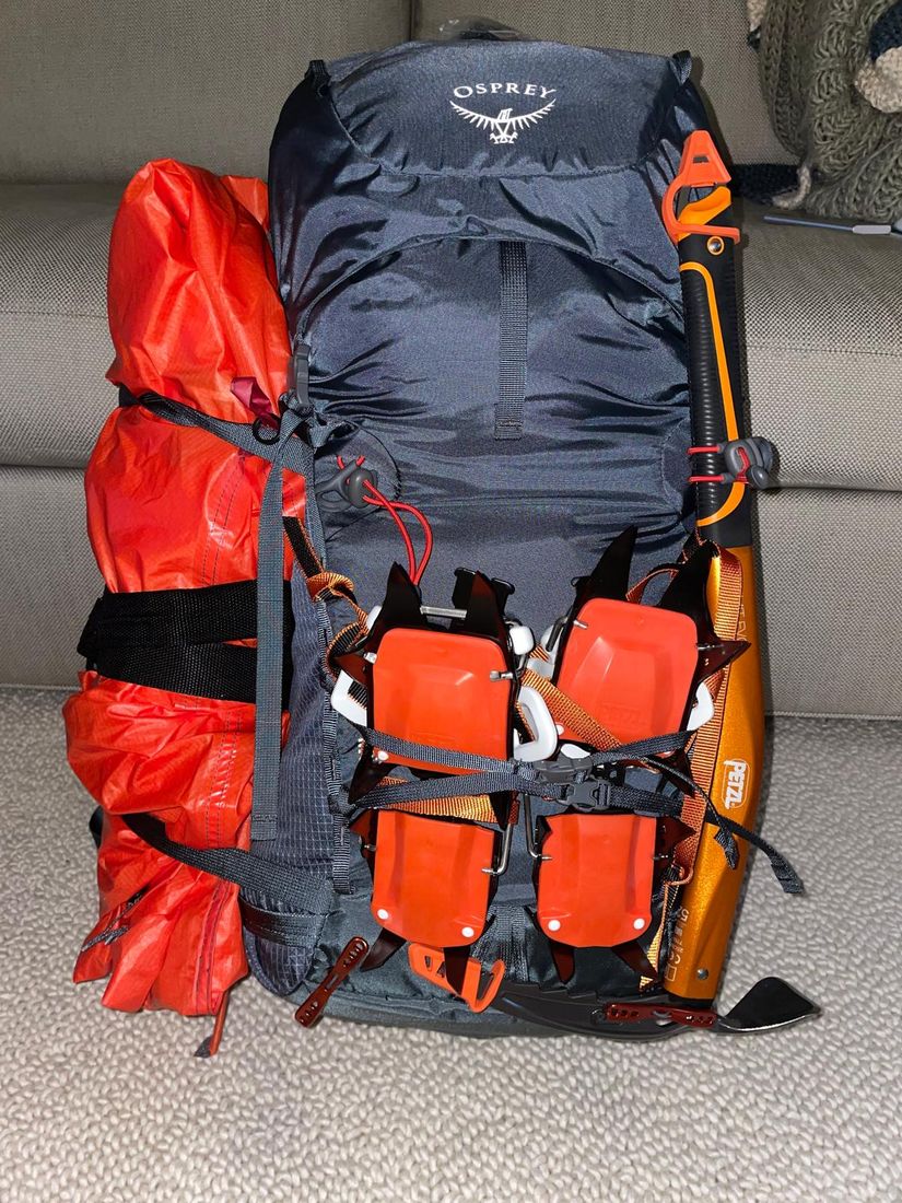 Loaded expedition pack