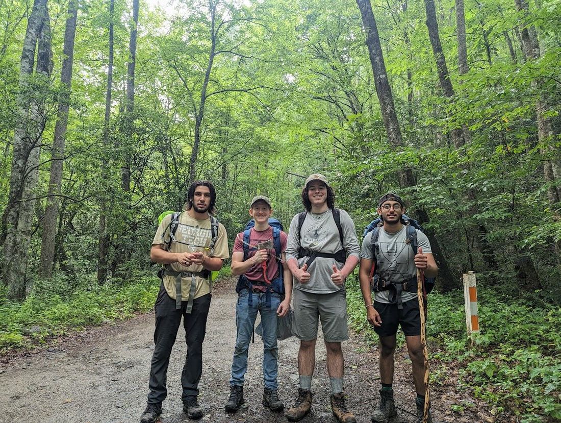 Hikers at a trailhead